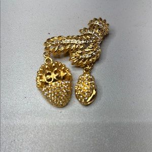 Gold and Silver Textured Brooch